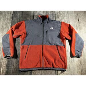 The North Face Mens Orange Grey Denali Vented Fleece Jacket Sweater XL